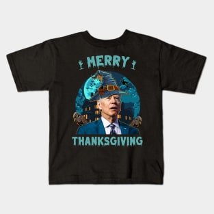 Funny Joe Biden Confused Merry Thanksgiving For Halloween Kids T-Shirt